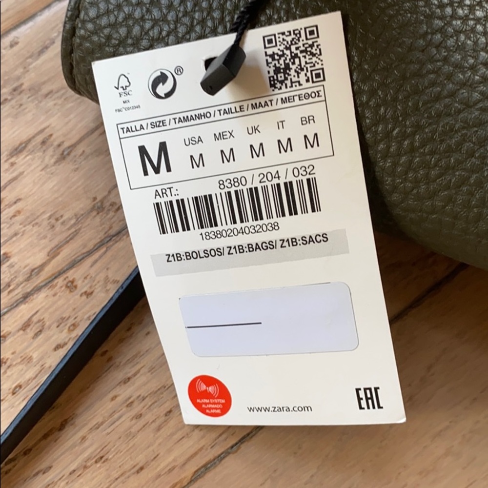 NWT Zara Olive Green Backpack with Pockets - Picture 4 of 8